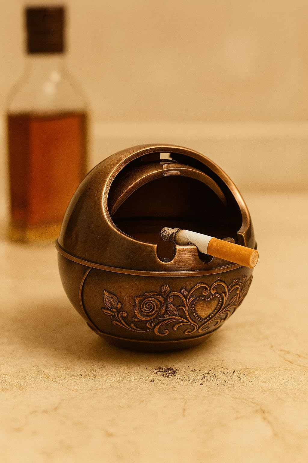 Buy CARVORA Vintage Windproof Ashtray with Lid | Retro Metal